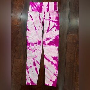 PINK Active Tie-Dye Leggings - Magenta and White